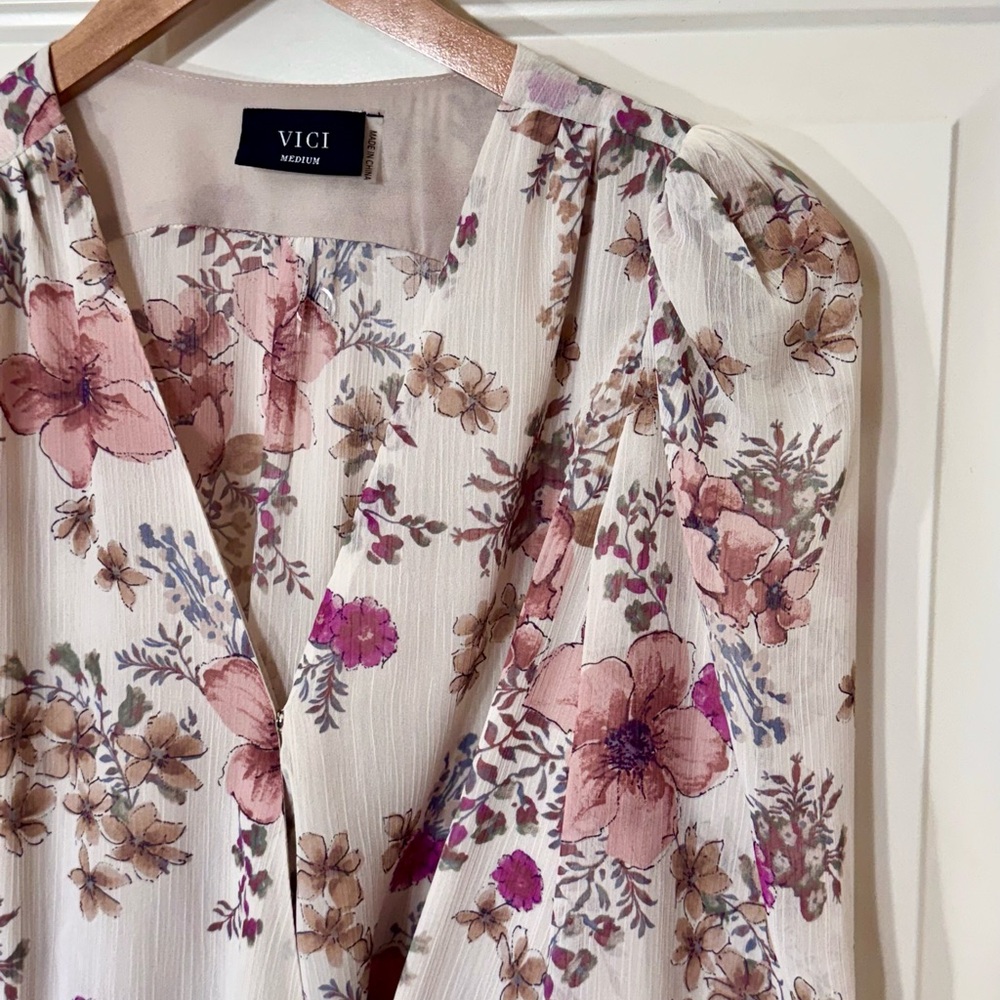 VICI Avant Floral Chiffon Wrap Dress - Picture 6 of 13